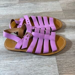 ASRA Purple Leather Sapphire Flat Fisherman Sandals